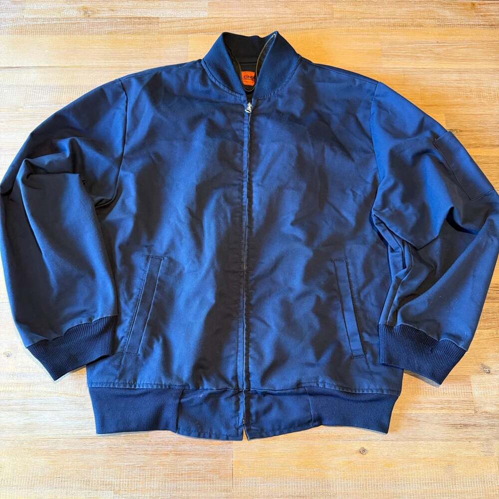 Cintas 974-20 Navy Blue Bomber Work Jacket Mens Medium Regular Workwear